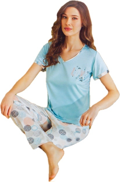 A KALİTE LİKRALI EKSTRA YUMUŞAK DOKU KISA KOL Kadın Pijama Takımı - 1639