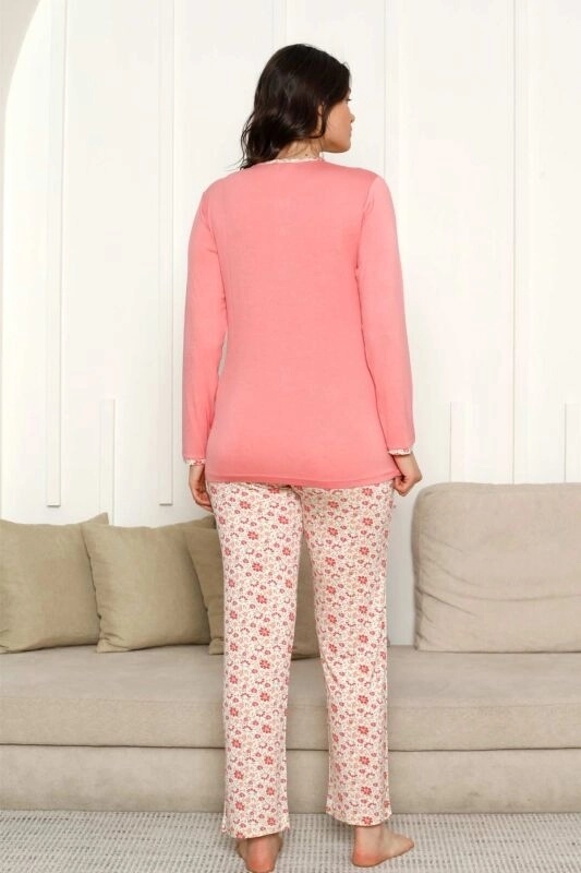 LİKRALI EKSTRA YUMUŞAK DOKU Çiçek Desen Bayan Pijama Takımı - 2846