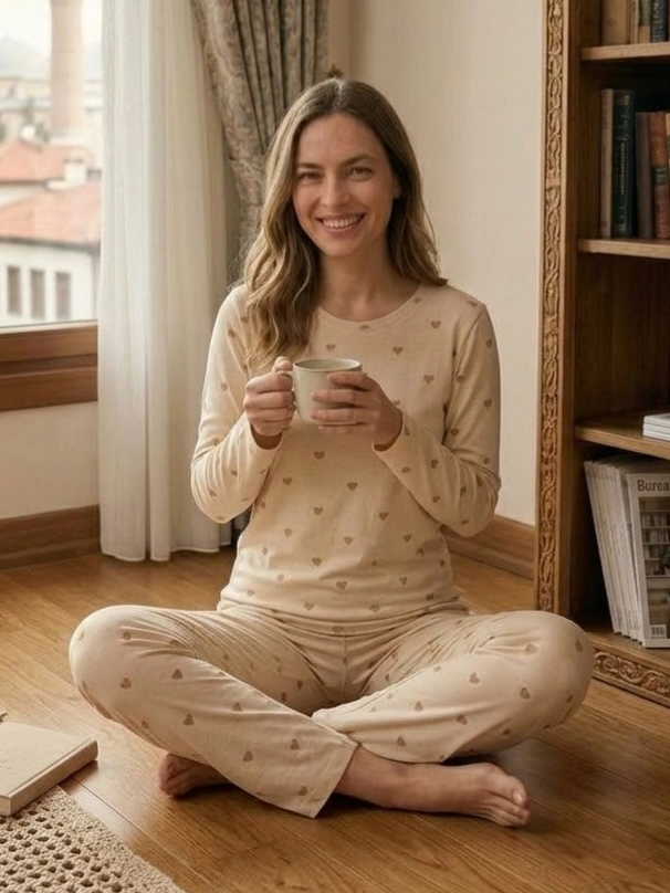 Ekstra Soft Süet Bayan Pijama Takımı - 3115