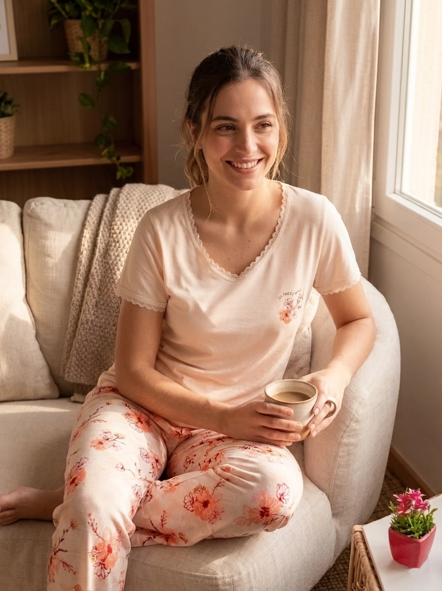 A Kalite Spüper Soft Full Likralı Kısa Kol Pamuk Viskon Bayan Pijama Takımı 40113