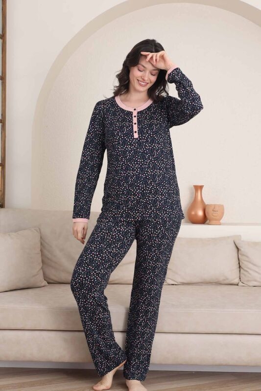 LİKRALI EKSTRA YUMUŞAK DOKU Çiçek Desen Bayan Pijama Takımı - 2839