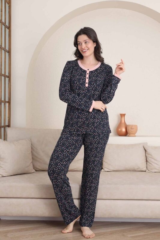 LİKRALI EKSTRA YUMUŞAK DOKU Çiçek Desen Bayan Pijama Takımı - 2839
