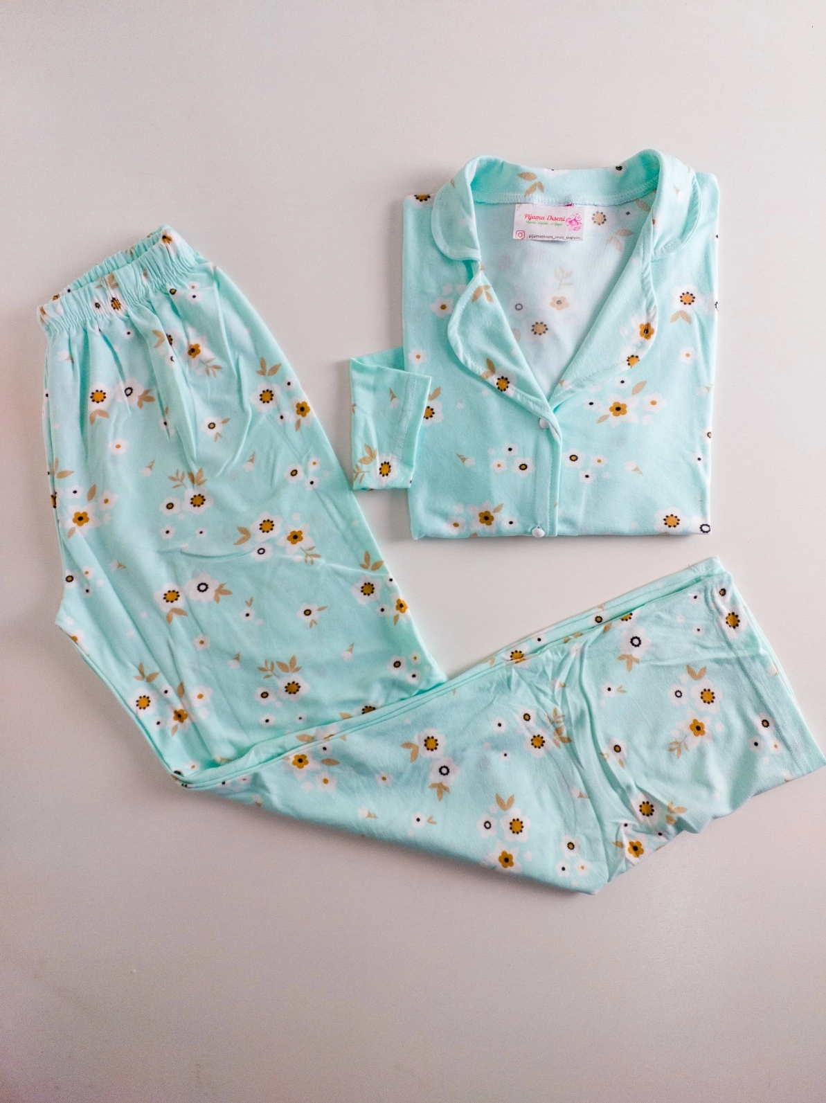 Süet Boydan Düğmeli Bayan Pijama Takımı - 801