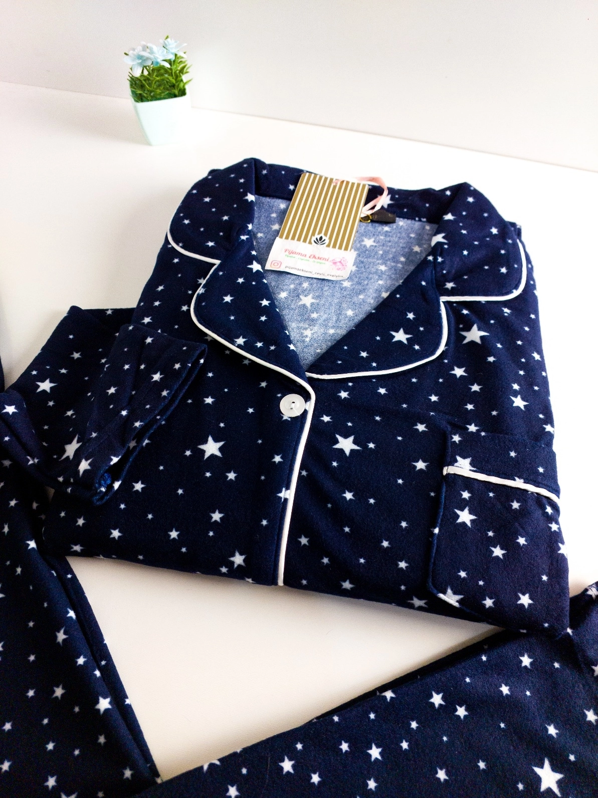 Ekstra Soft Süet Boydan Düğmeli Yıldız Desen Bayan Pijama Takımı - 3060