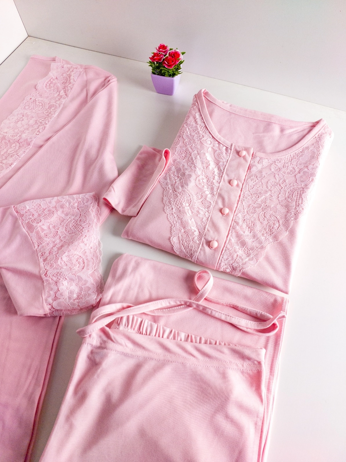 2026 Sabahlıklı LOHUSA PİJAMA TAKIM- PUDRA