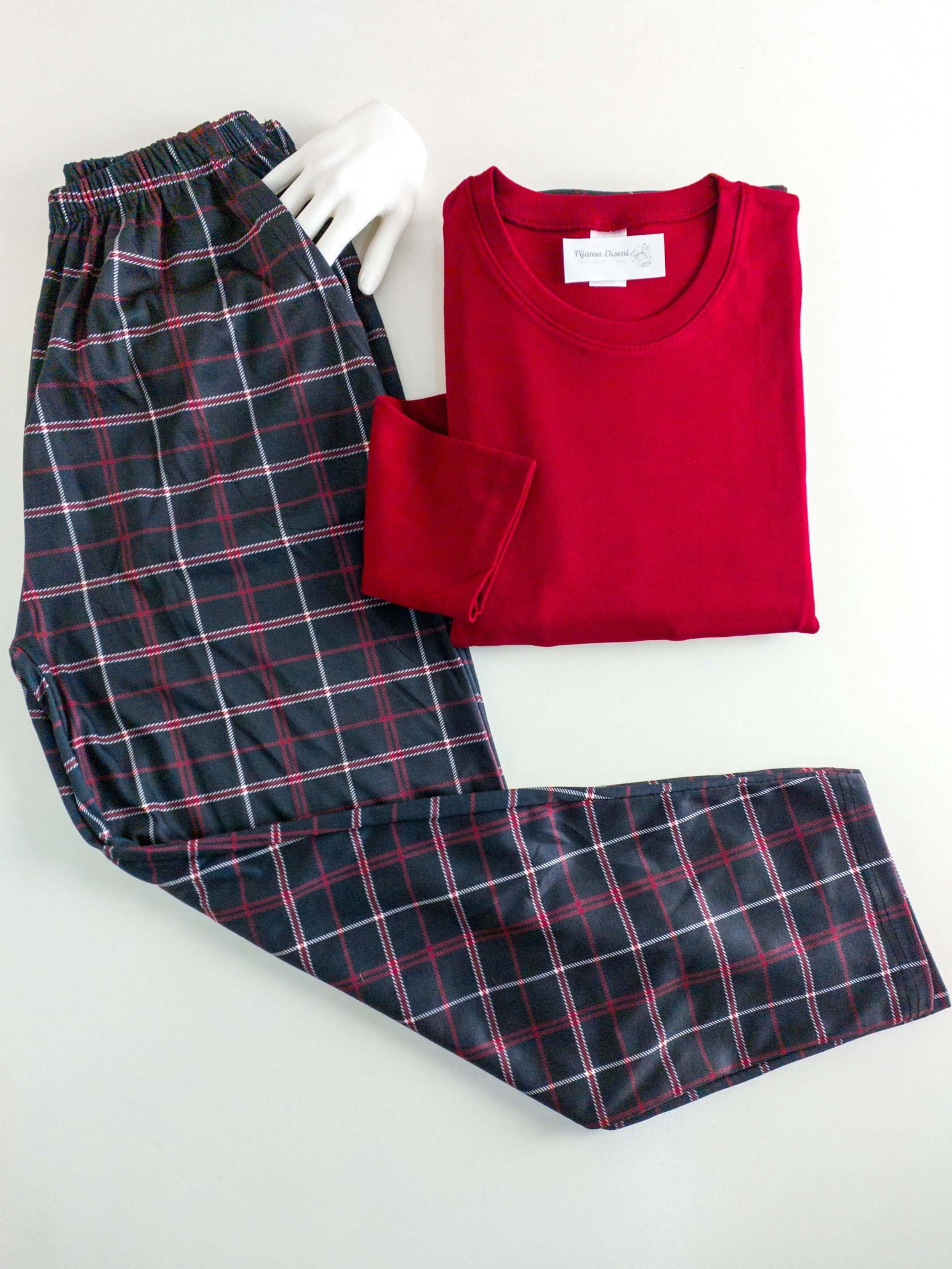 CEPLİ KIŞLIK LİKRALI PENYE İNTERLOK Uzun Kol Erkek Pijama Takımı- 2500