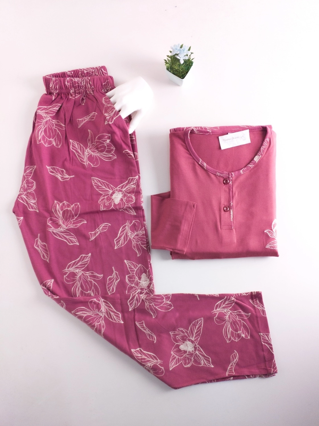 %100 Pamuk A Kalite Uzun Kollu Bayan Pijama Takımı - 101031