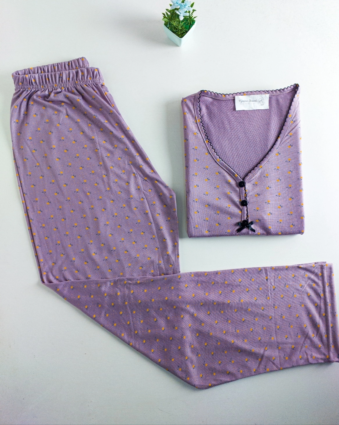 YUMUŞAK DOKU Esnek KISA Kollu Bayan Pijama Takımı - 7342