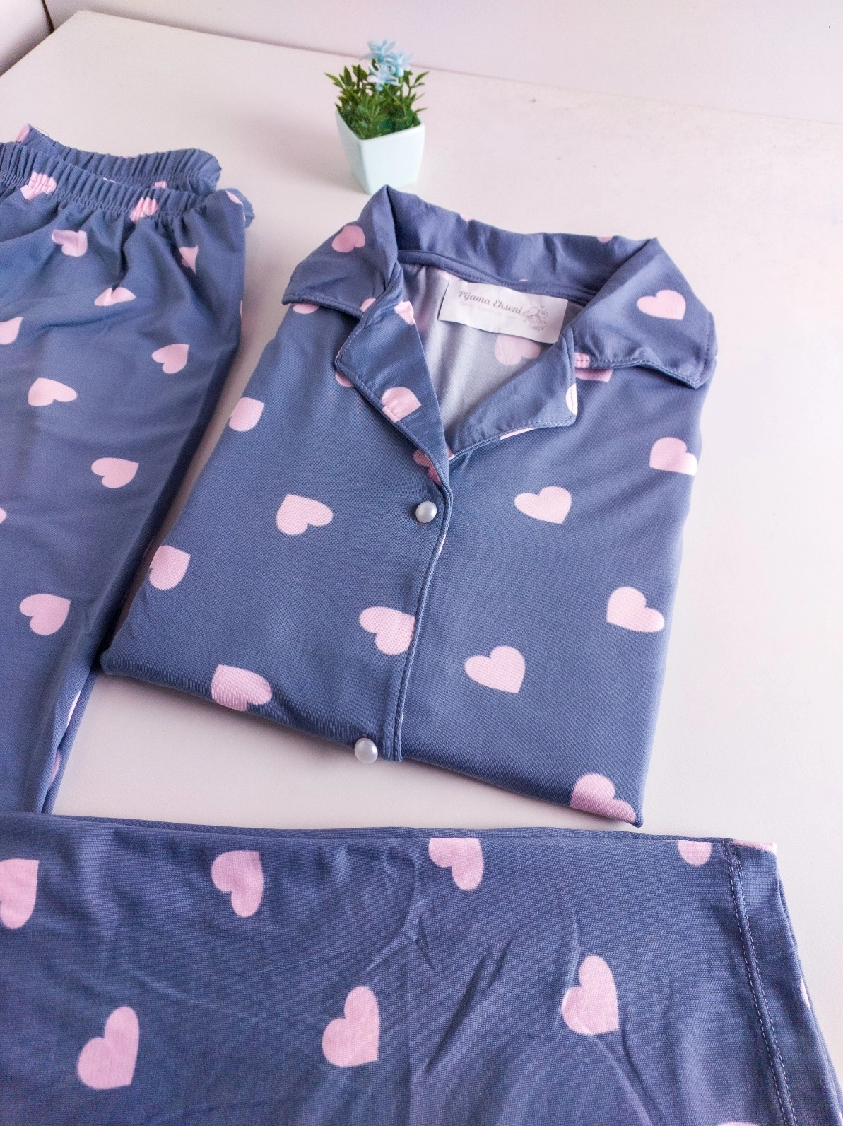 FULL LİKRALI YUMUŞACIK Kısa Kollu Boydan Düğmeli Kadın Pijama Takımı - 3101
