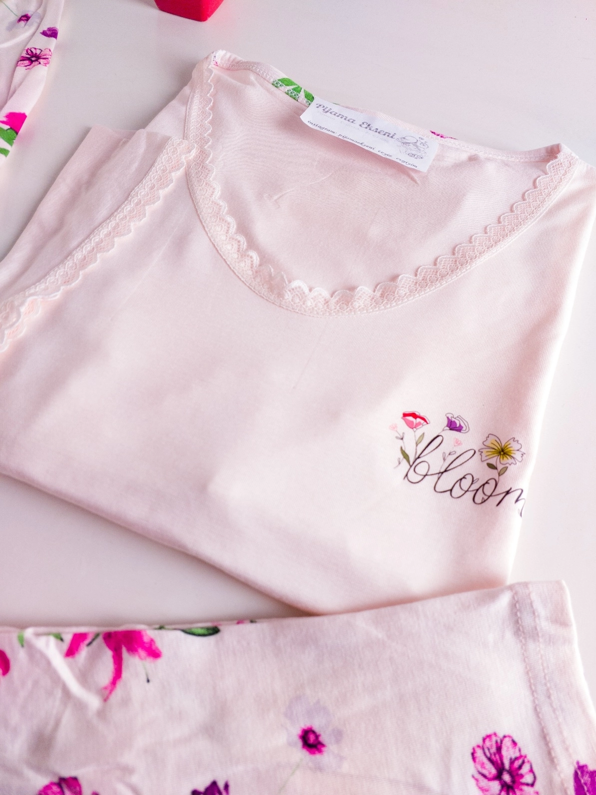 A Kalite Spüper Soft Full Likralı Kısa Kol Pamuk Viskon Bayan Pijama Takımı 40114