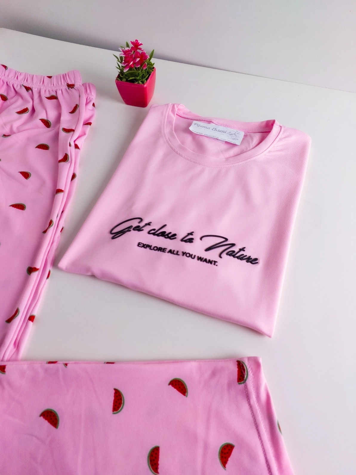 Yumuşak Full Likralı Kısa Kol Kadın Pijama Takımı  028MN