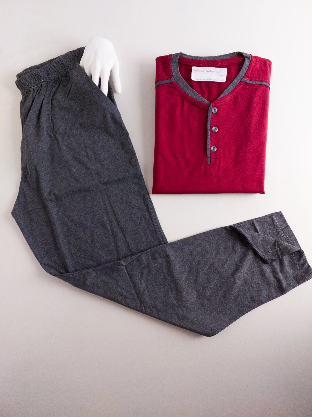 1 . Kalite %100 Pamuk Kısa Kollu CEPLİ  Erkek Pijama Takımı 19006