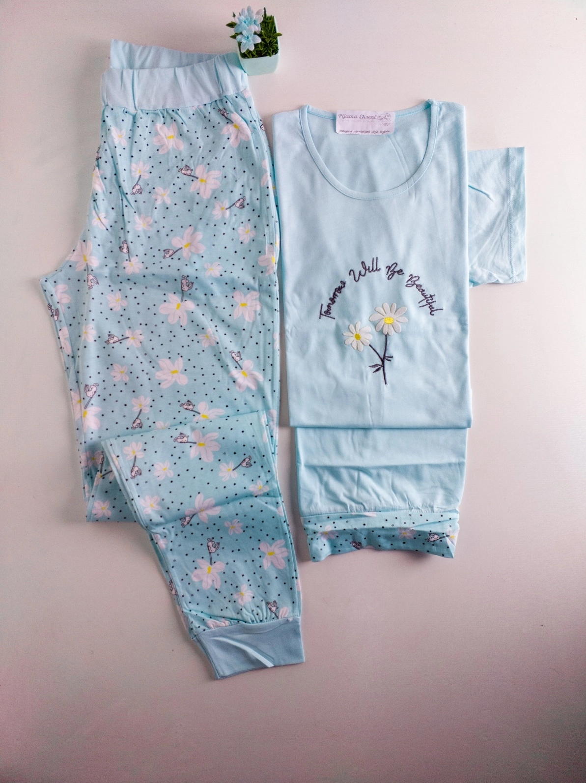A KALİTE %100 PAMUK CEPLİ Kısa Kol Kadın Pijama Takımı 1230