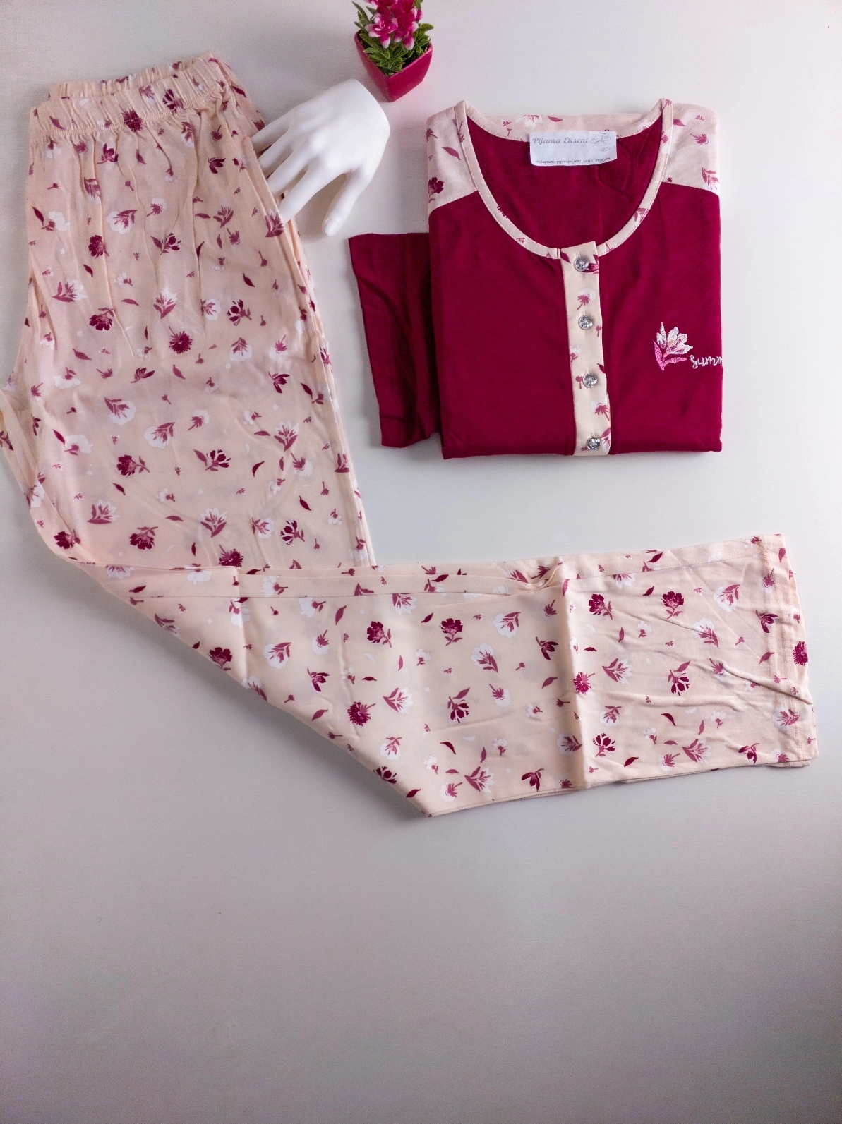 A KALİTE %100 PAMUK CEPLİ Kısa Kol Kadın Pijama Takımı 1224