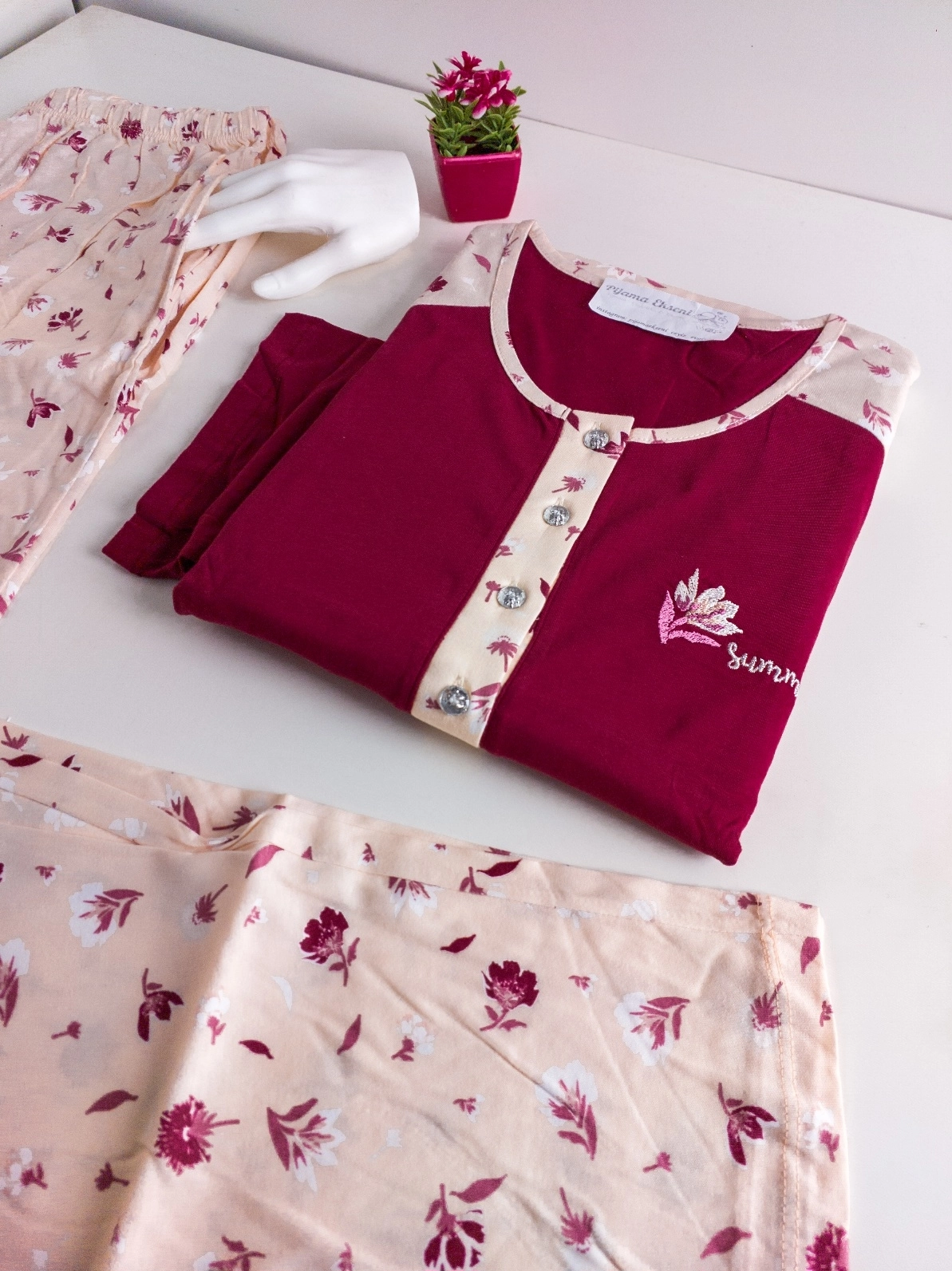 A KALİTE %100 PAMUK CEPLİ Kısa Kol Kadın Pijama Takımı 1224