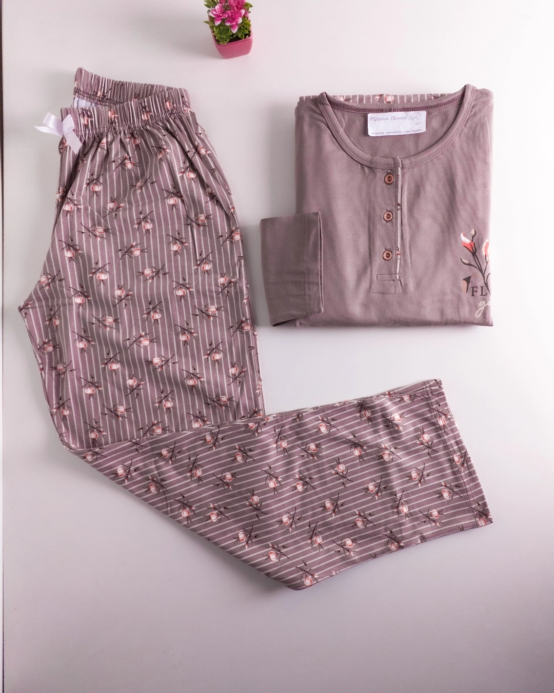 A KALİTE FULL LİKRALI PAMUK Uzun Kol Kadın Pijama Takımı 59105