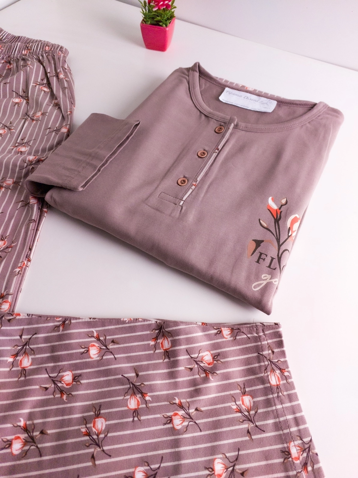 A KALİTE FULL LİKRALI PAMUK Uzun Kol Kadın Pijama Takımı 59105