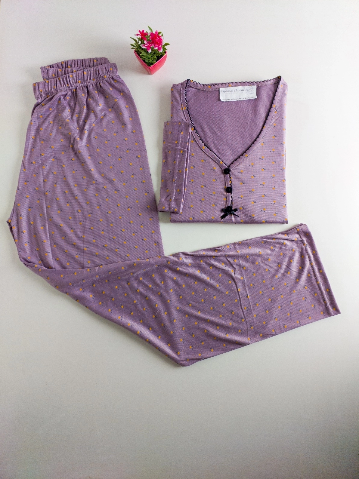 YUMUŞAK DOKU Esnek KISA Kollu Bayan Pijama Takımı - 7342