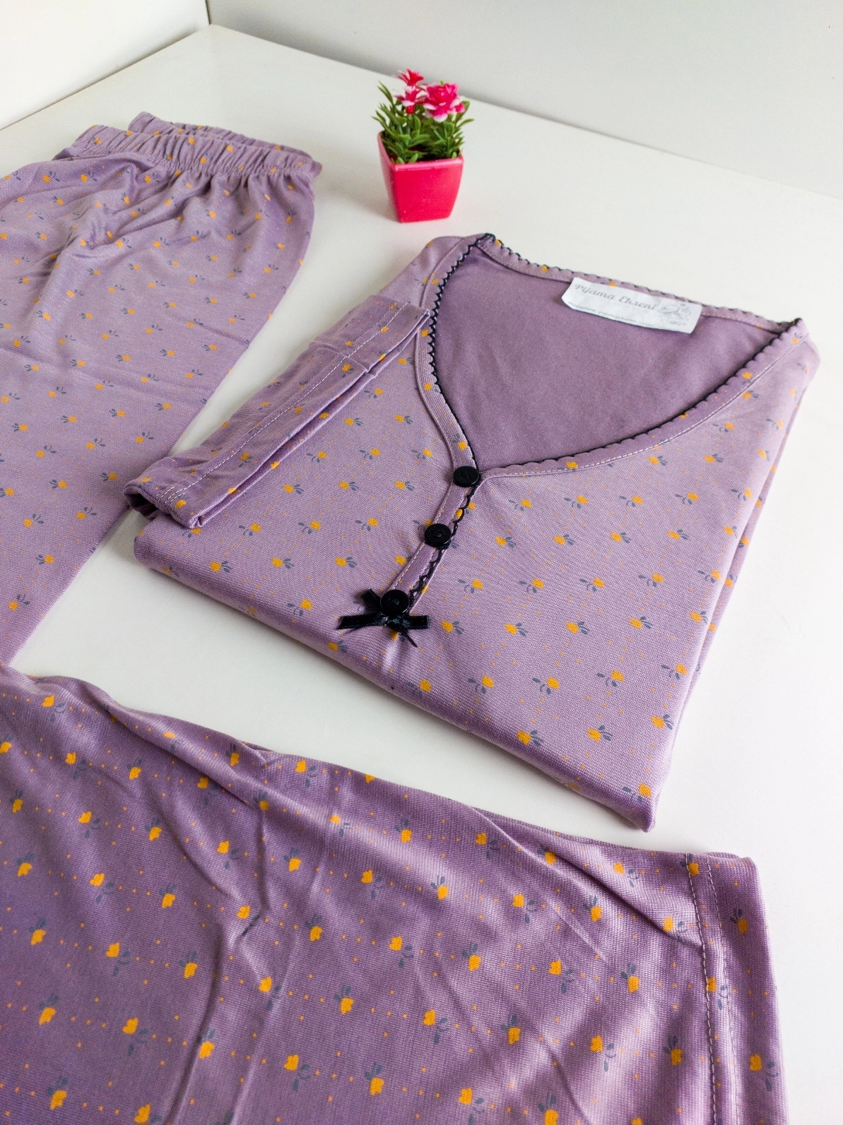 YUMUŞAK DOKU Esnek KISA Kollu Bayan Pijama Takımı - 7342