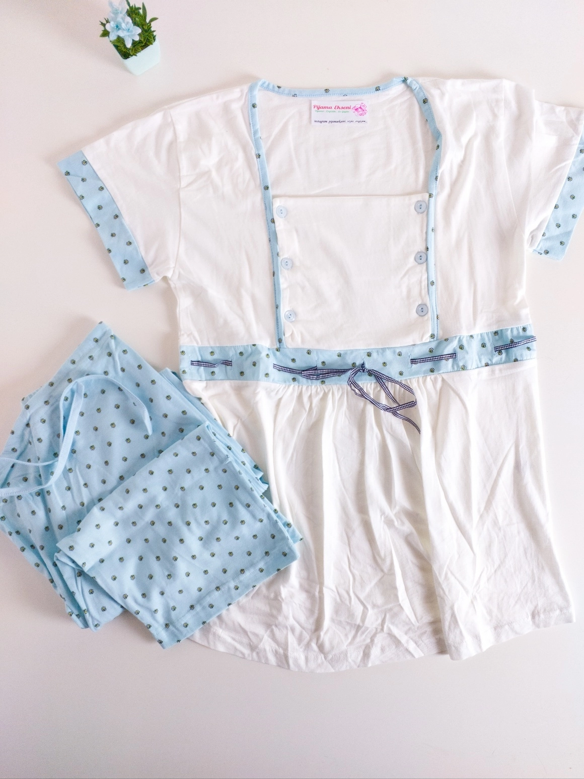 1.Kalite %100 Pamuk Yumuşak Kumaş LOHUSA Hamile Pijama Takım 2098