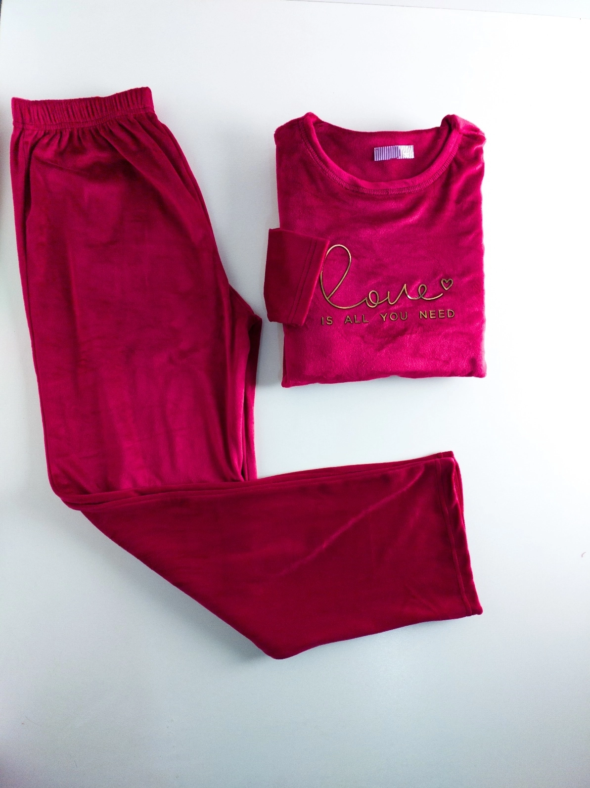 İPEKSİ KADİFE FULL LİKRALI Kışlık Kadın Pijama Takım - 15793 Kırmızı 