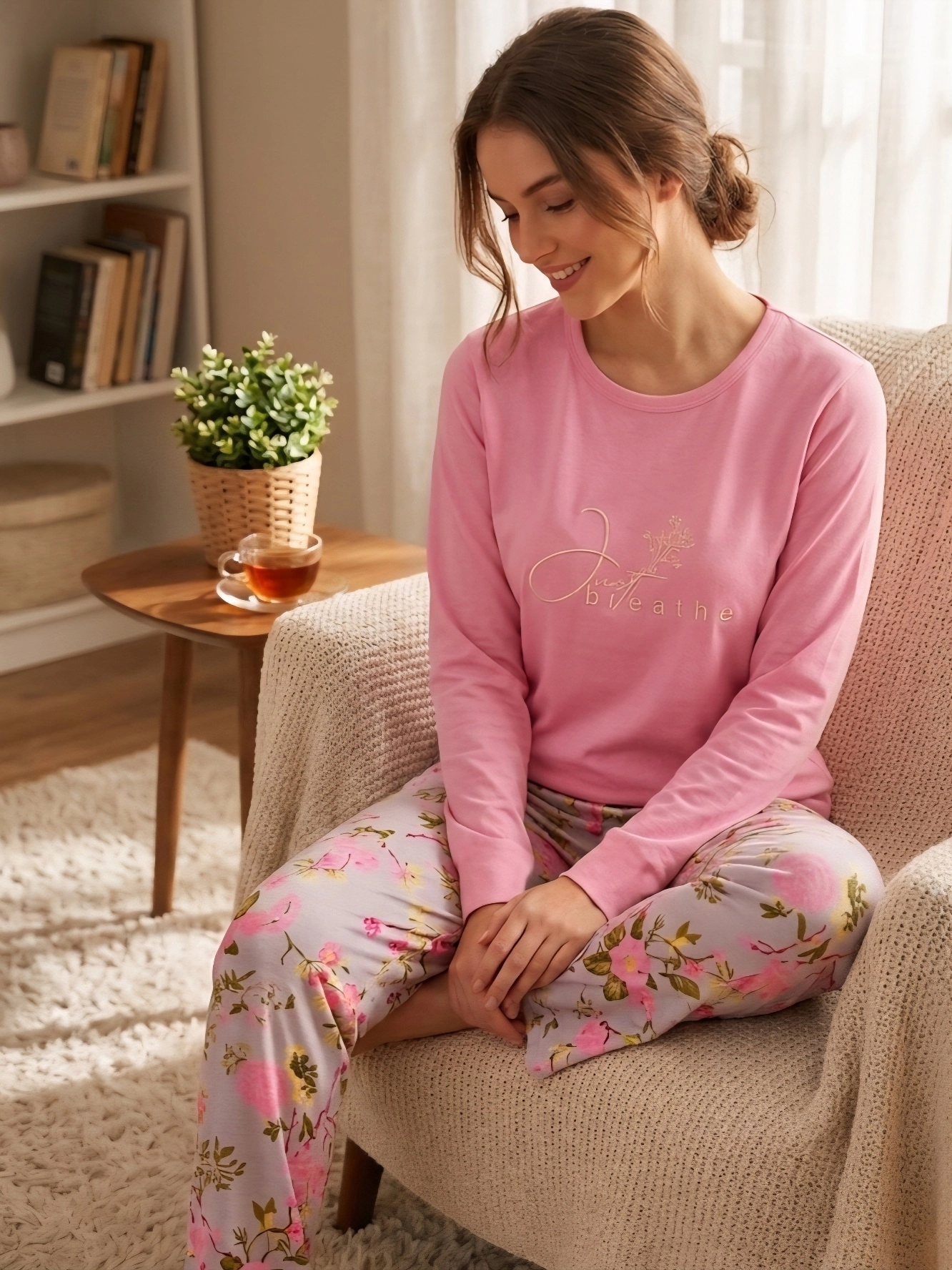 Süper Yumuşak Melisa Kumaş FUL LİKRALI Uzun Kol Kadın Pijama Takımı 2015