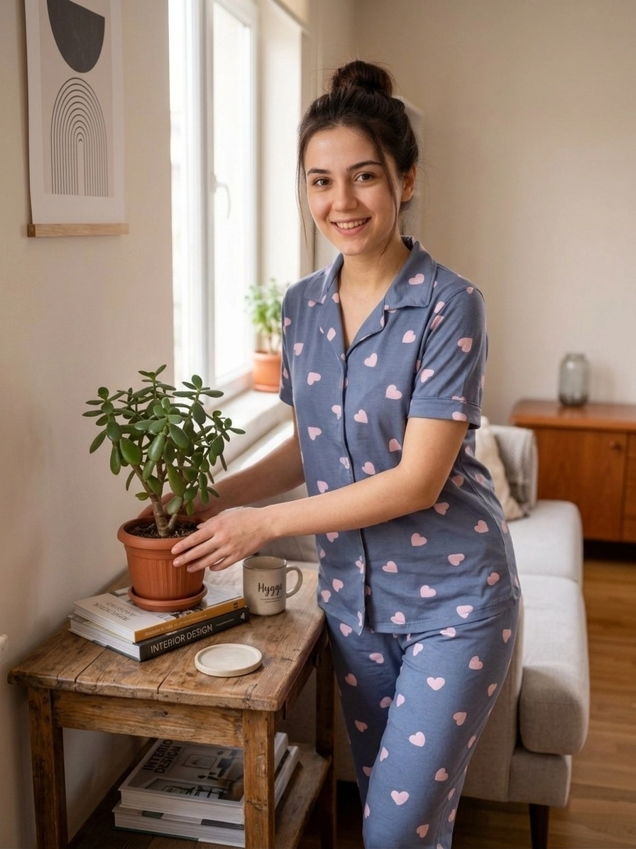 FULL LİKRALI YUMUŞACIK Kısa Kollu Boydan Düğmeli Kadın Pijama Takımı - 3101