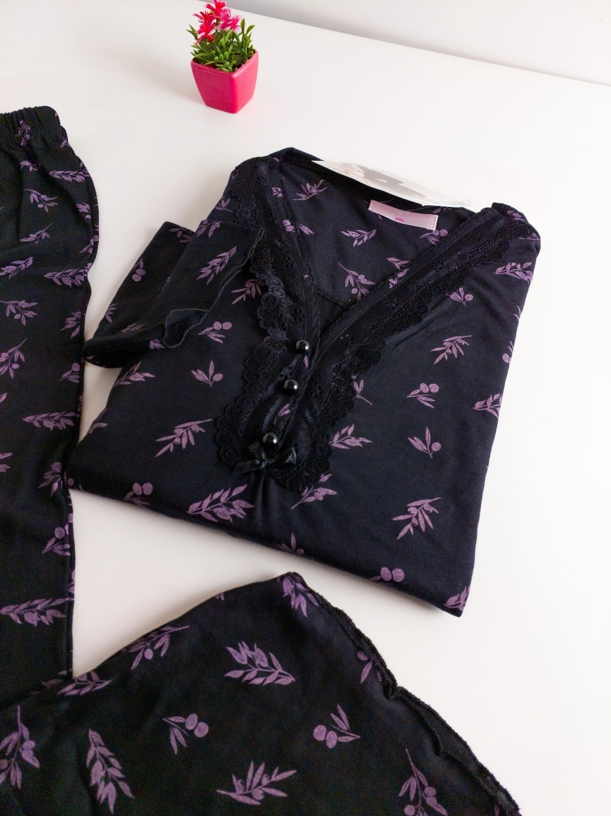 Büyük Beden UZUN KOLLU Kadın Pijama Takımı  7442