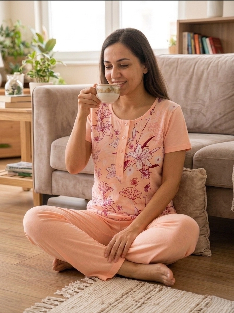 A KALİTE %100 PAMUK CEPLİ Kısa Kol Kadın Pijama Takımı 12002