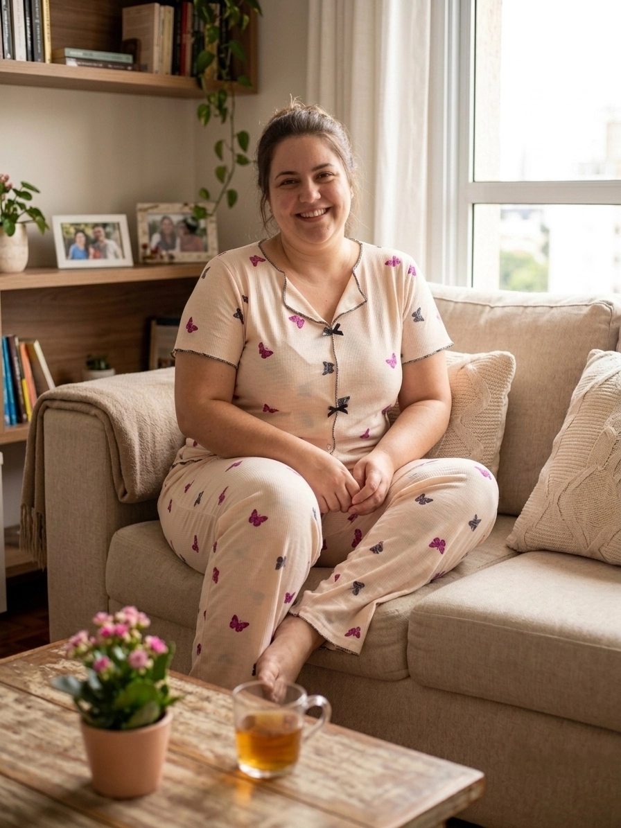 Büyük Beden FULL LİKRALI Ekstra Yumuşak Kısa Kollu Kadın Pijama  -2097