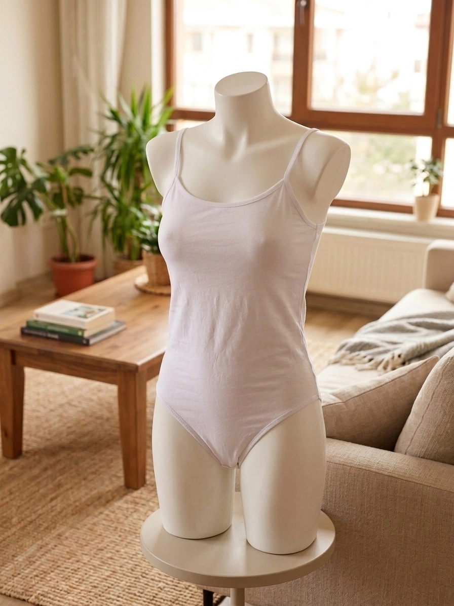 Tutku LİKRALI Bayan İp Askılı Çıtçıtlı Body (Kancalı) TDK01