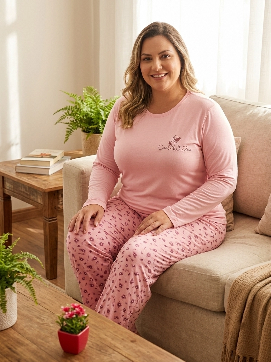 1. KALİTE FULL LİKRALI PAMUK Büyük Uzun Kollu Çiçek Desen Kadın Pijama  410