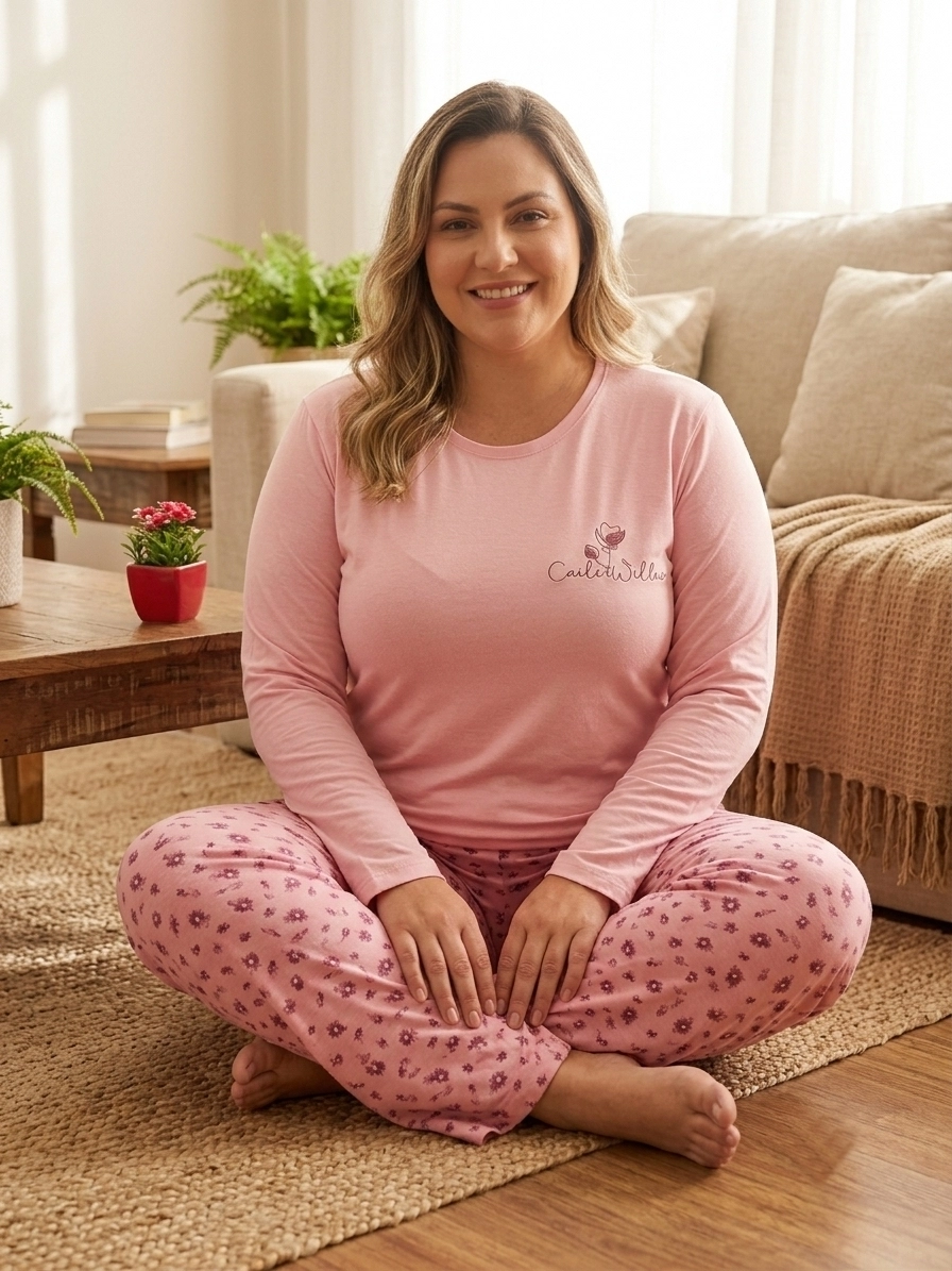 1. KALİTE FULL LİKRALI PAMUK Büyük Uzun Kollu Çiçek Desen Kadın Pijama  410