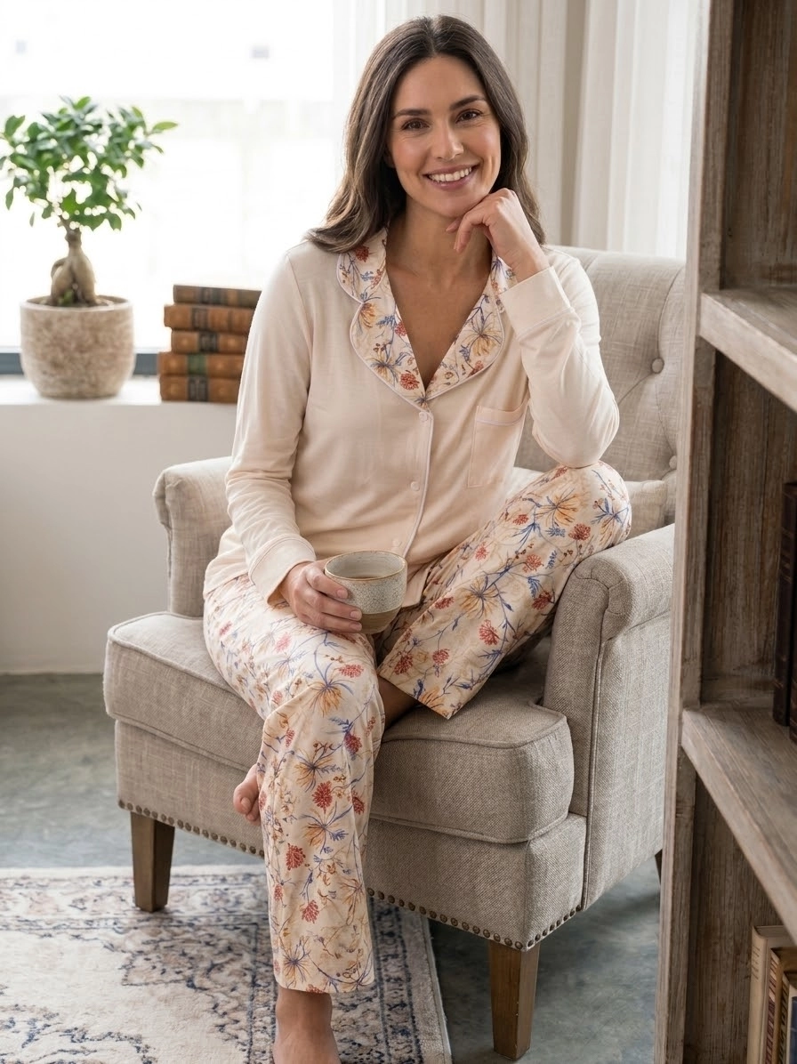 FULL LİKRALI YUMUŞAK DOKU Uzun Kollu Bayan Pijama Takımı - 509041