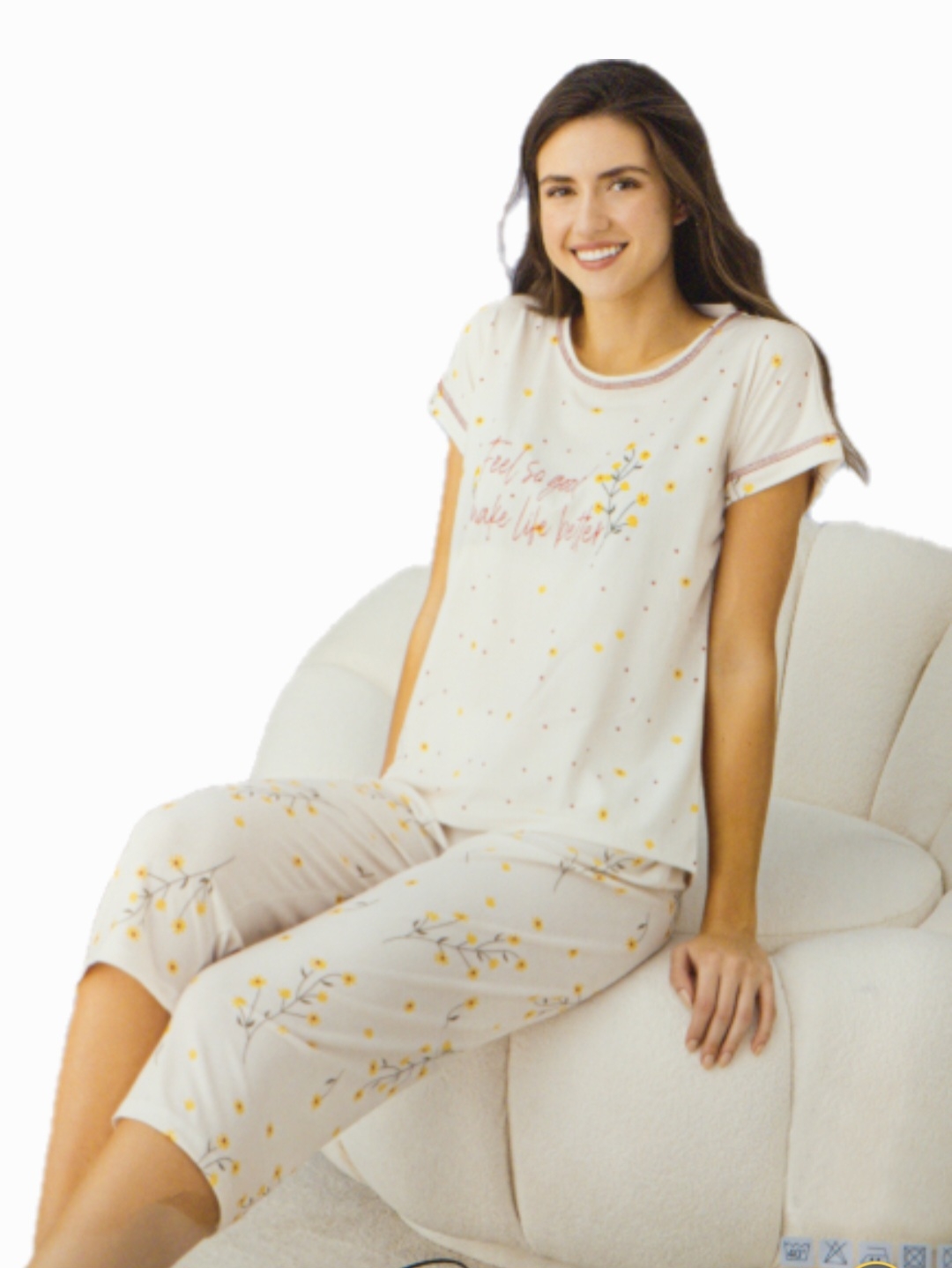 Yumuşak Penye Kadın Kapri Pijama Takımı 40056