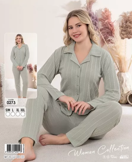 Esnek Uzun Kol Kadın Pijama Takımı 