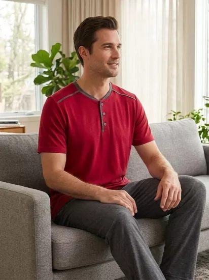 Pamuk erkek pijama takımı