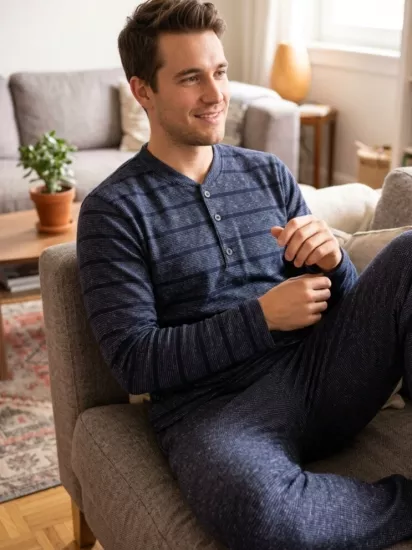Pamuklu erkek pijama takımı