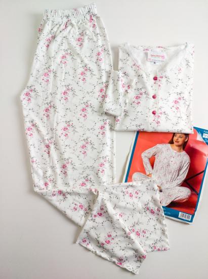 Likralı Çiçek Desen Bayan Pijama Takımı 301 İRL1