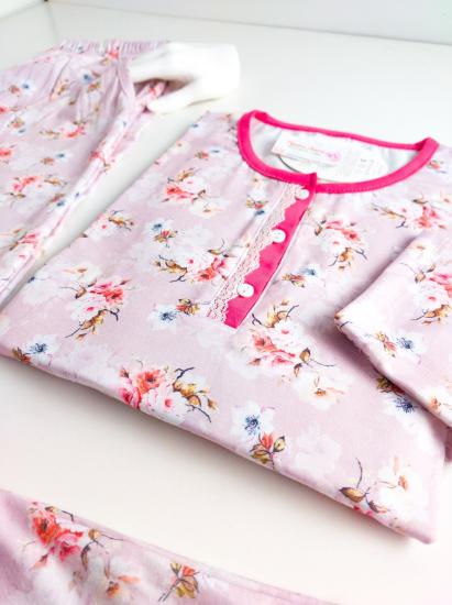 Likralı Çiçek Desen Bayan Pijama Takımı