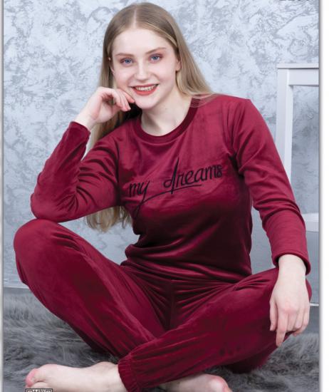 İPEKSİ KADİFE FULL LİKRALI Kışlık Bayan Pijama Takımı -2207 -4