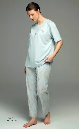 Büyük Beden KISA Kollu Kadın Pijama Takımı 