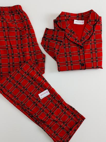2563 Uzun Kollu Bayan Pijama Takımı - Kırmızı