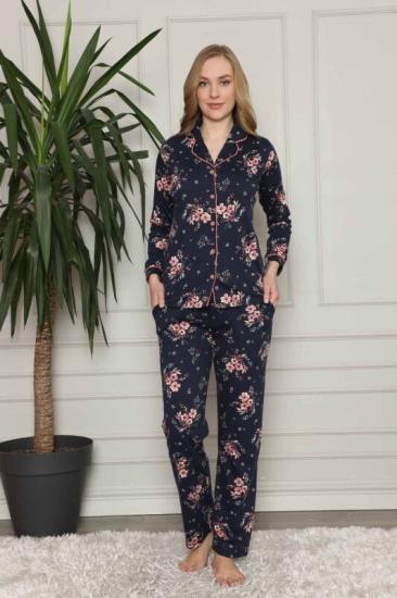 PAMUK çiçek desen Uzun Kol Bayan Pijama