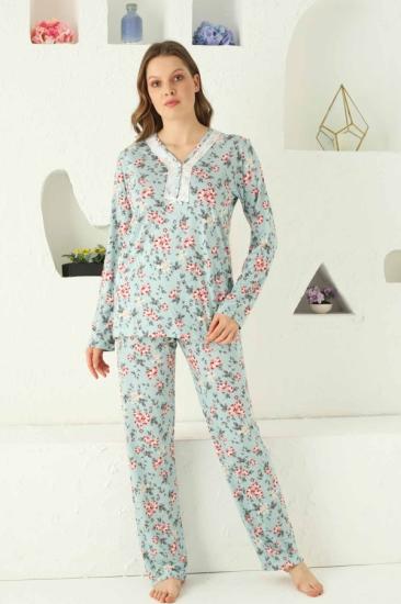 Çiçek desen bayan pijama takımı
