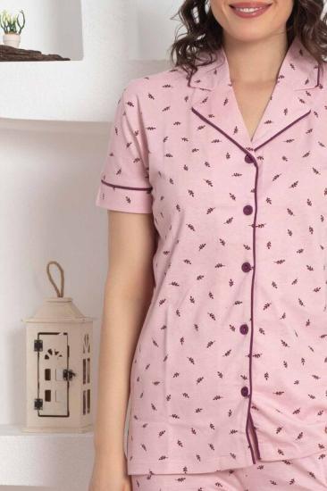 Kısa Kollu Pamuk  Bayan Pijama Takım- Pembe irl