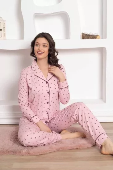 Uzun Kollu Pamuk  Bayan Pijama Takım- irl