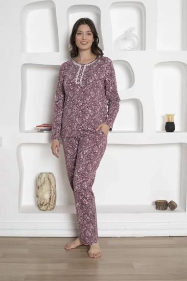 Likralı Çiçek Desen Bayan Pijama Takımı 2809 İRL1