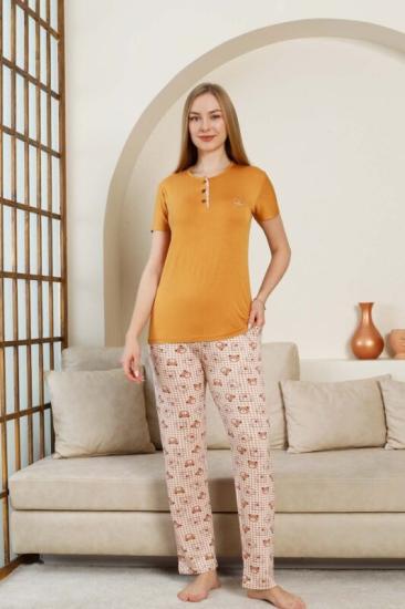 Likralı Ayıcık Desen Bayan Pijama Takımı