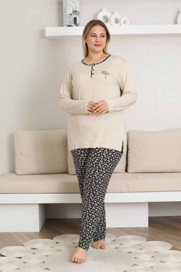 Büyük Beden  uzun Kollu Kadın pijama takımı
